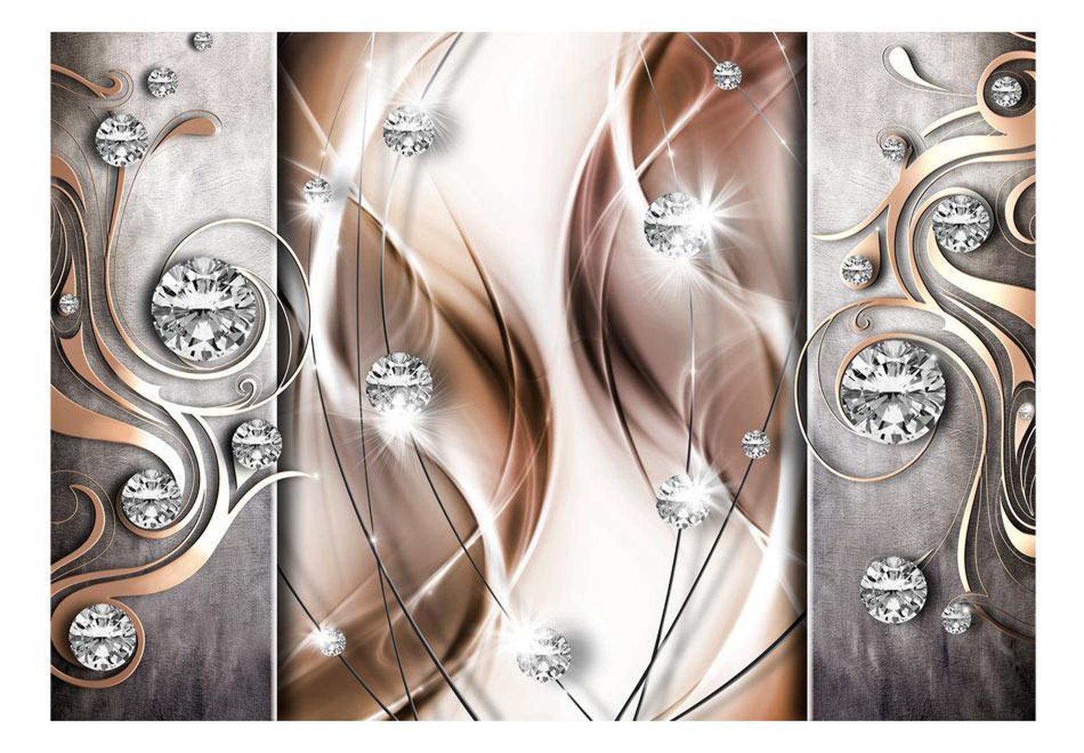 Peel & Stick Glam Wall Mural - Brown And Diamonds - Removable Wall Decals