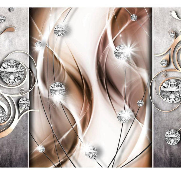 Peel & Stick Glam Wall Mural - Brown And Diamonds - Removable Wall Decals