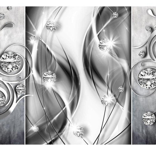 Peel & Stick Glam Wall Mural - Diamonds In Silver - Removable Wall Decals