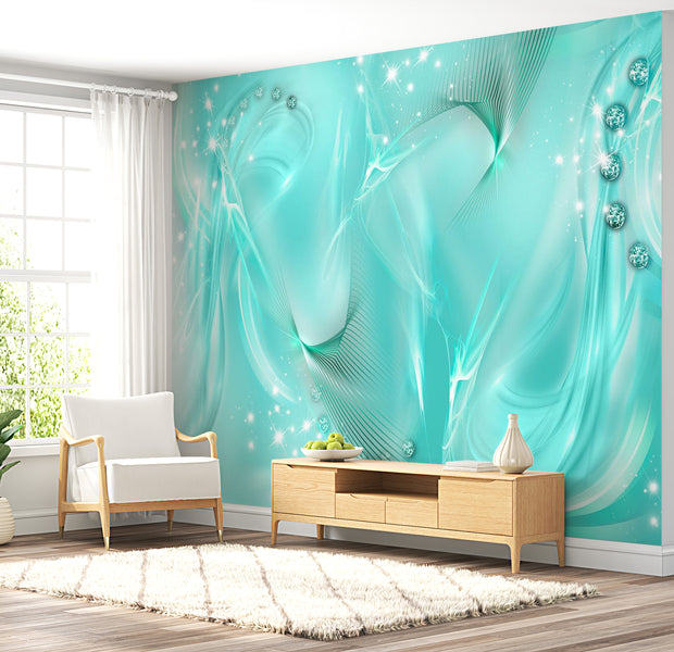 Peel & Stick Glam Wall Mural - Enchanted Turquoise - Removable Wall Decals