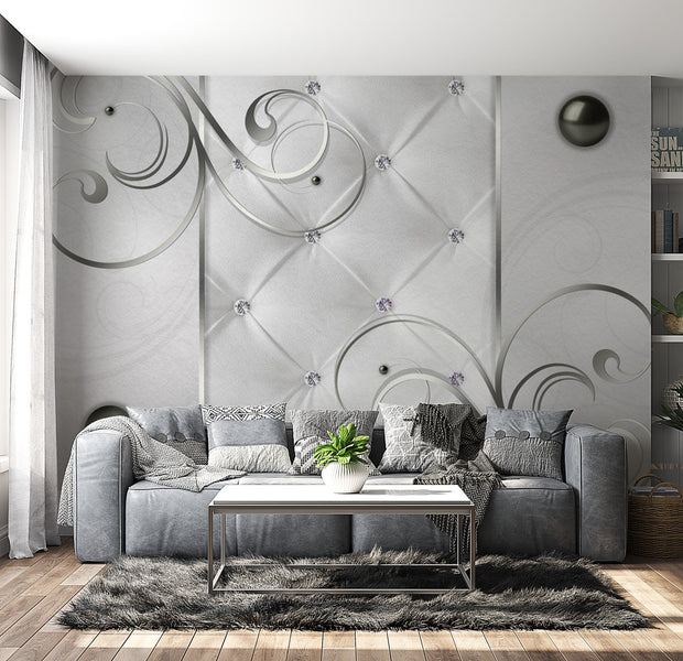 Peel & Stick Glam Wall Mural - Glamour White Chesterfield - Removable Wall Decals