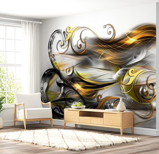 Peel & Stick Glam Wall Mural - Gold Expression - Removable Wall Decals