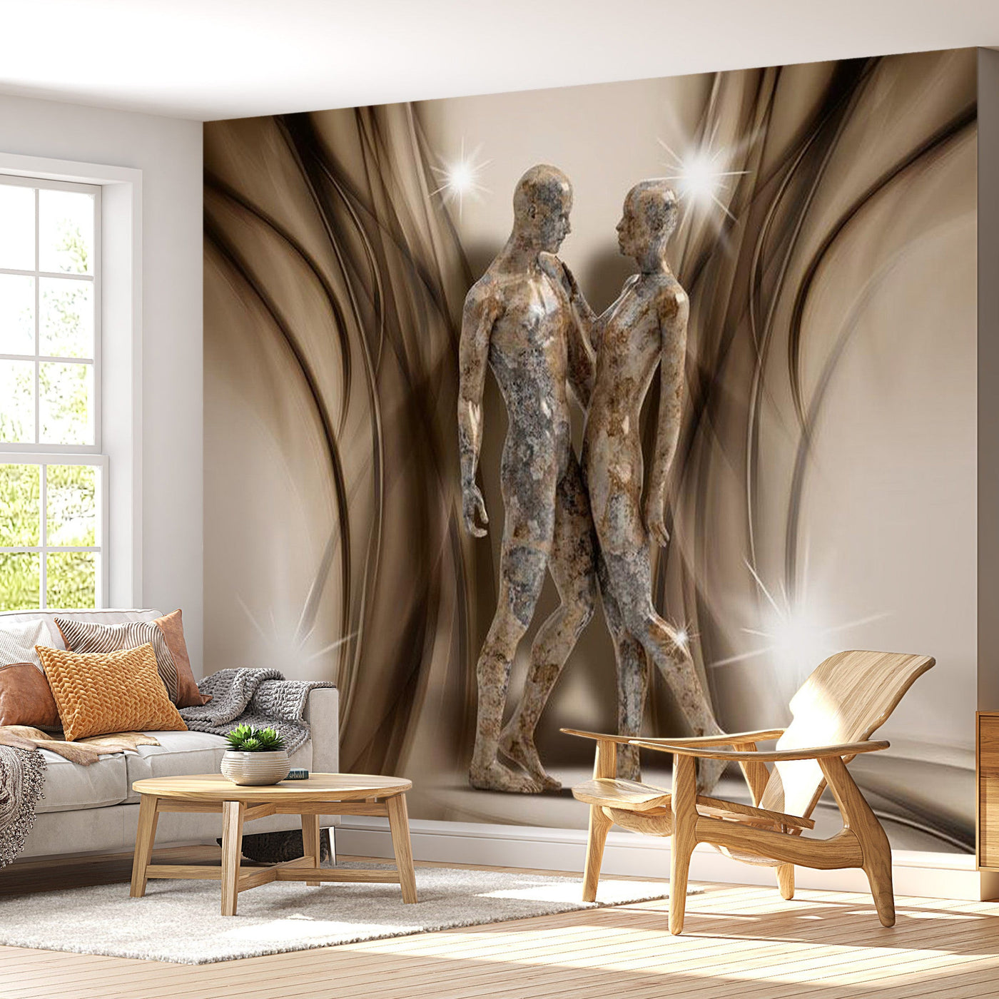 Peel & Stick Glam Wall Mural - Marble Embrace - Removable Wall Decals