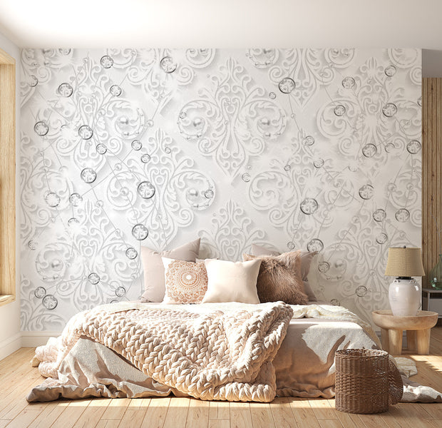Peel & Stick Glam Wall Mural - Ornaments With Diamonds - Removable Wall Decals