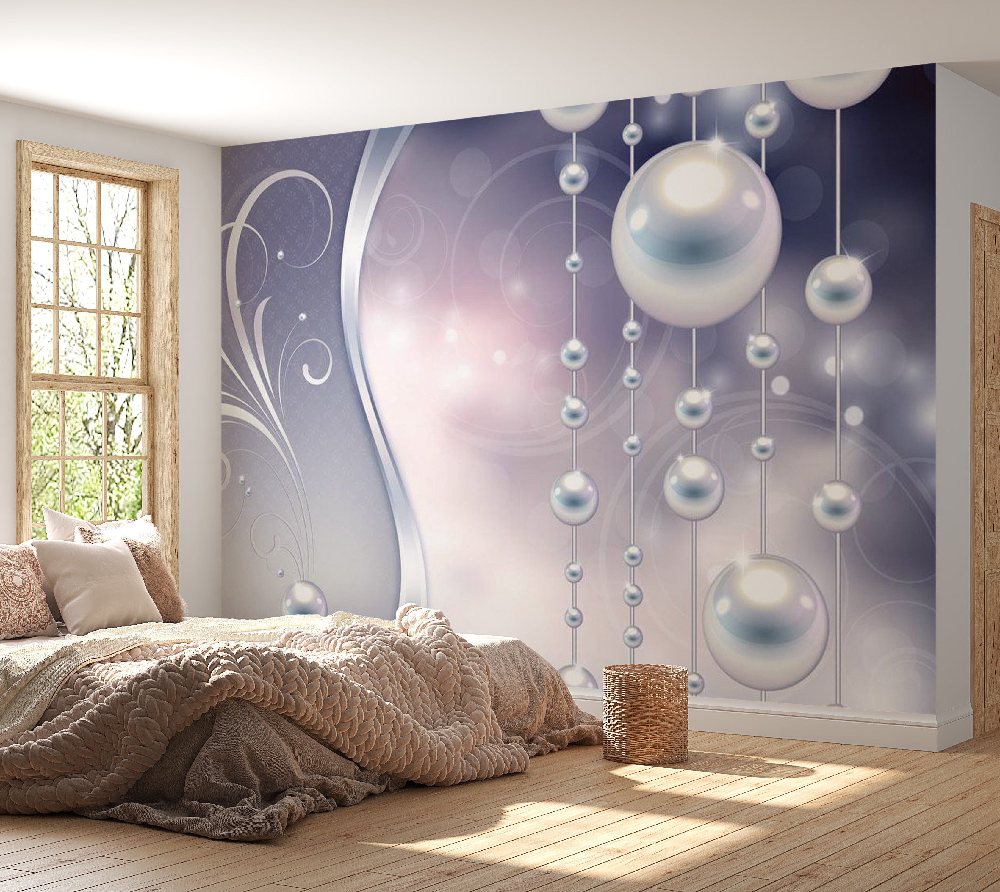 Peel & Stick Glam Wall Mural - Pearl Delight - Removable Wall Decals