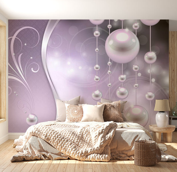 Peel & Stick Glam Wall Mural - Pearls In Lilac - Removable Wall Decals