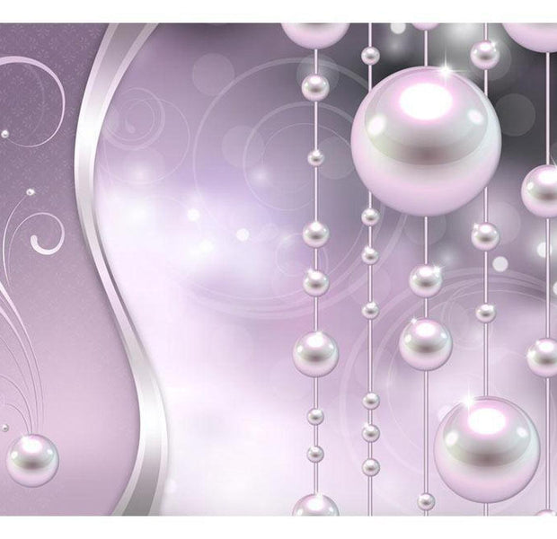 Peel & Stick Glam Wall Mural - Pearls In Lilac - Removable Wall Decals