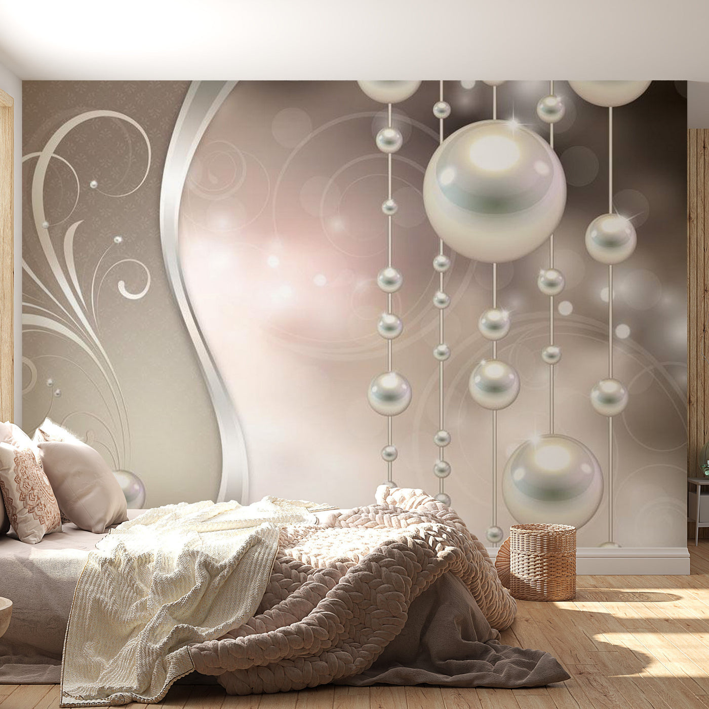 Peel & Stick Glam Wall Mural - Pearls - Removable Wall Decals