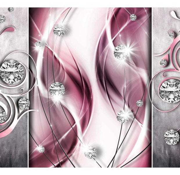 Peel & Stick Glam Wall Mural - Pink And Diamonds - Removable Wall Decals