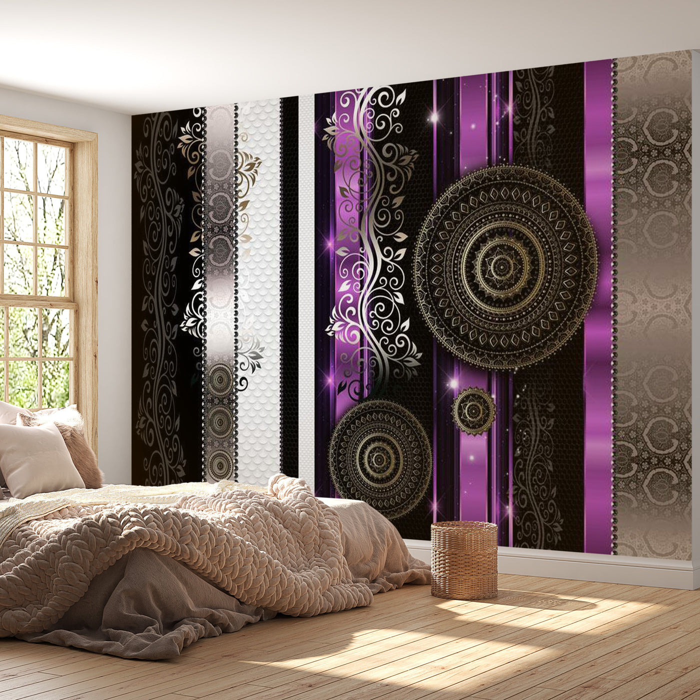 Peel & Stick Glam Wall Mural - Purple Harmony - Removable Wall Decals