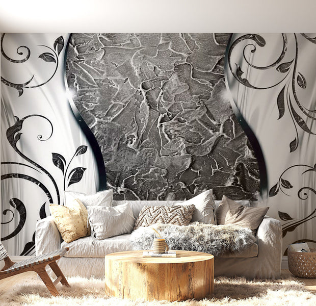 Peel & Stick Glam Wall Mural - Silver Twigs - Removable Wall Decals