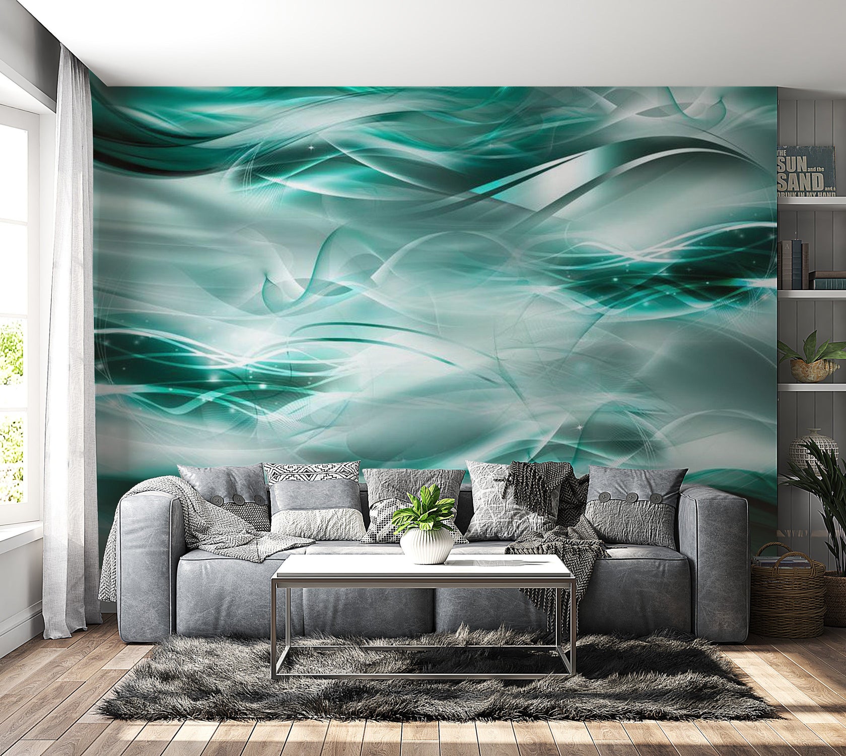 Peel & Stick Glam Wall Mural - Turquoise Ocean - Removable Wall Decals