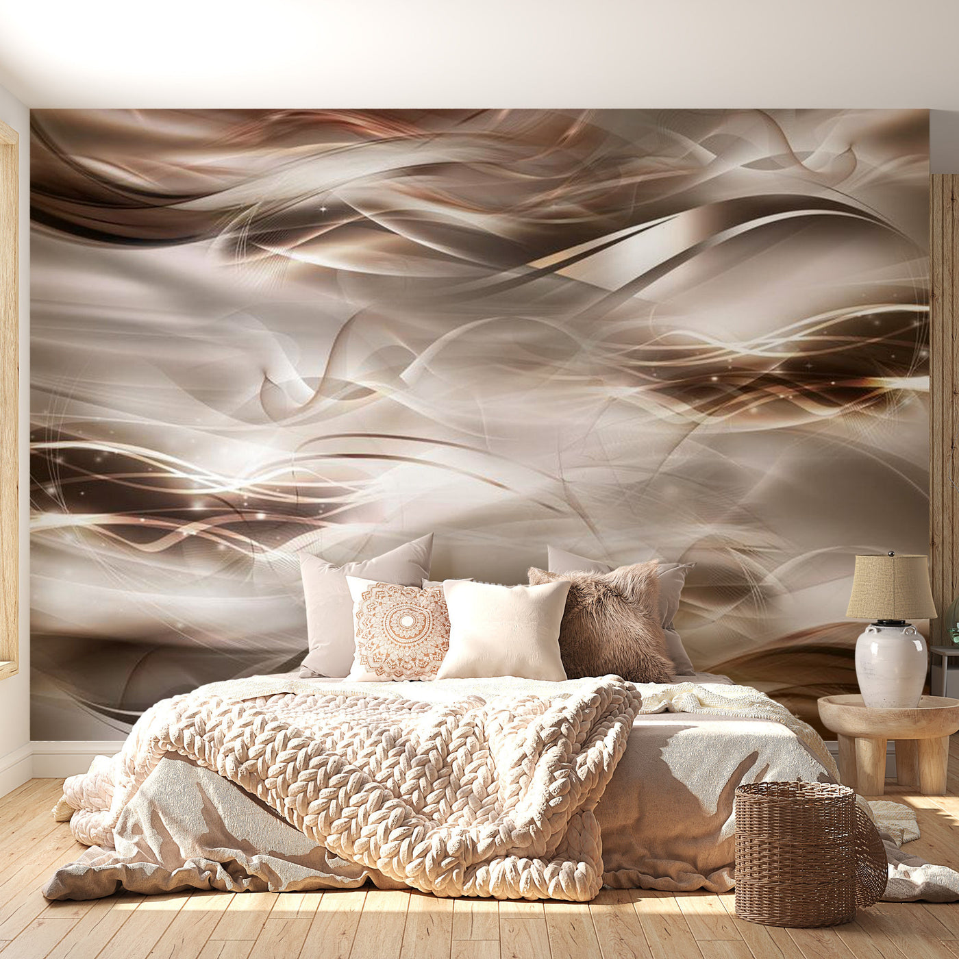Peel & Stick Glam Wall Mural - Umber Waves - Removable Wall Decals