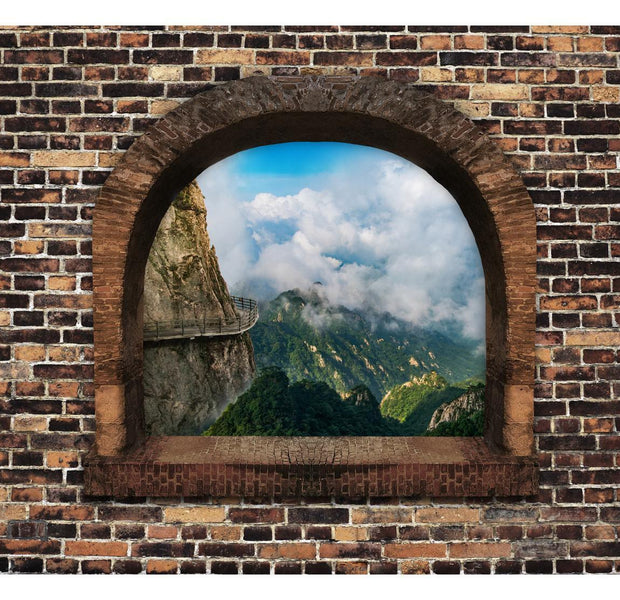 Peel & Stick Nature Wall Mural - Stony Window: Mountains - Removable Wall Decals