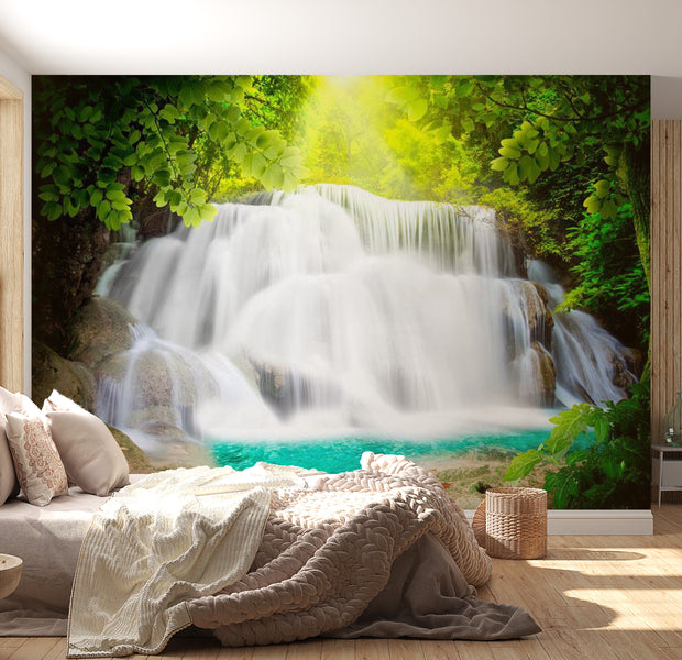 Peel & Stick Nature Wall Mural - Arcadian Waterfall - Removable Wall Decals