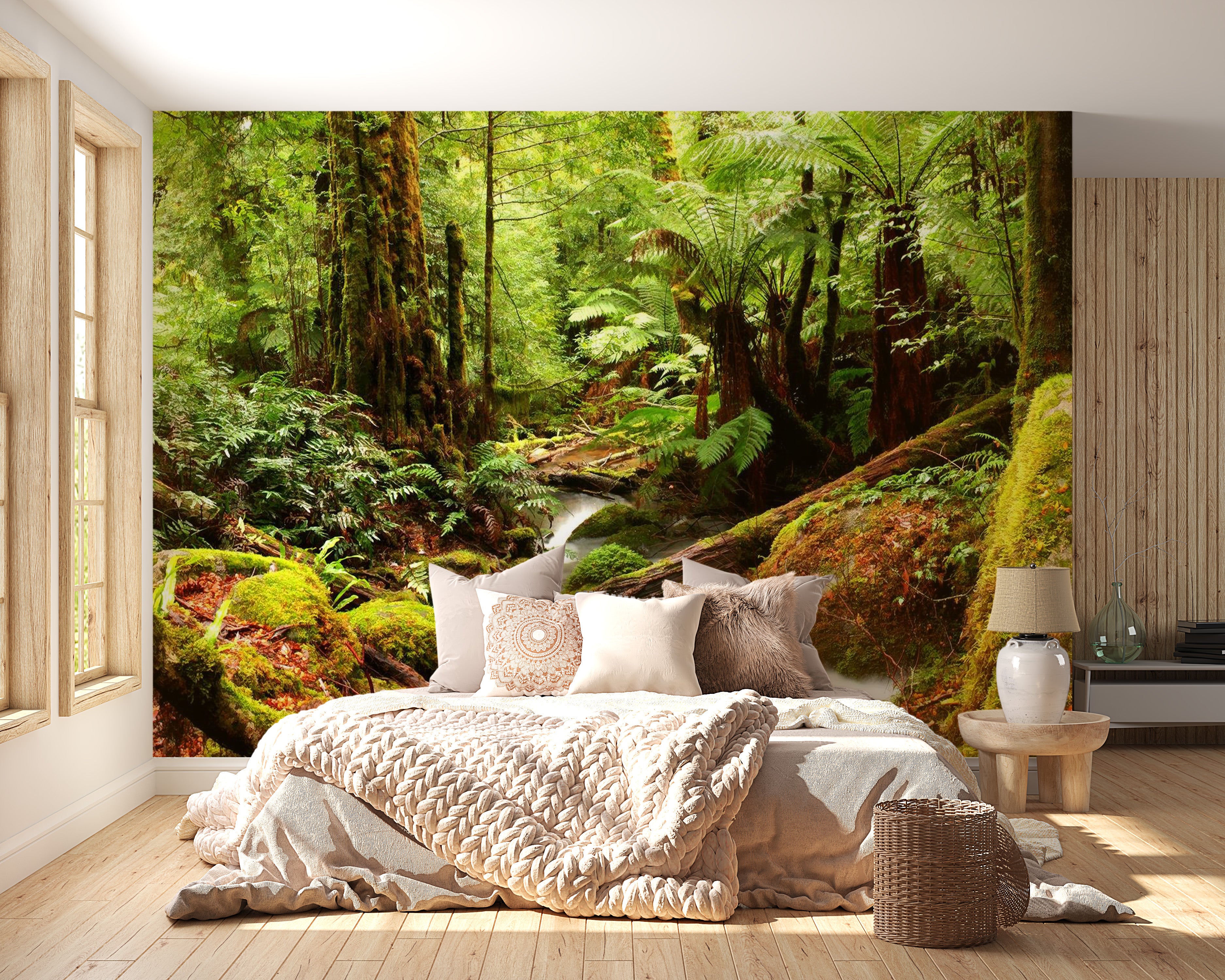 Peel & Stick Nature Wall Mural - Green Forest Jungle - Removable Wall Decals