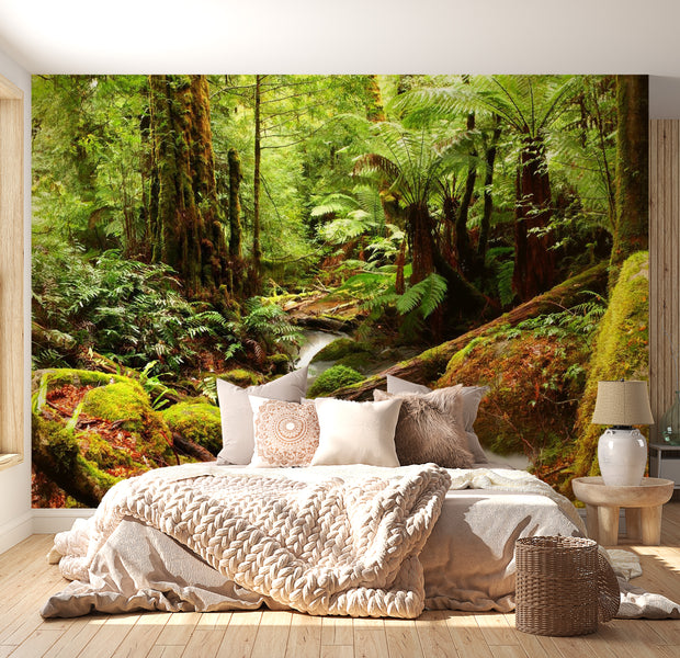 Peel & Stick Nature Wall Mural - Green Forest Jungle - Removable Wall Decals