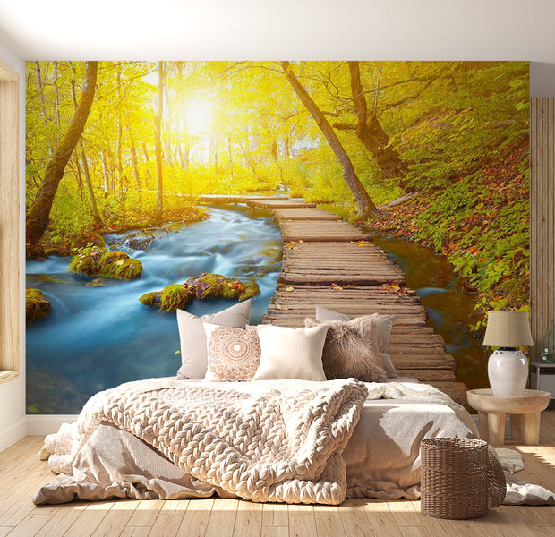 Peel & Stick Nature Wall Mural - Forest Walkway - Removable Wall Decals