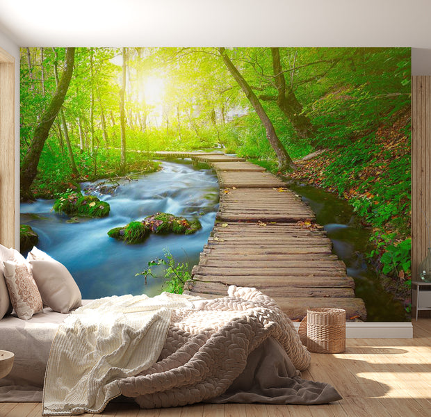 Peel & Stick Nature Wall Mural - Green Forest - Removable Wall Decals