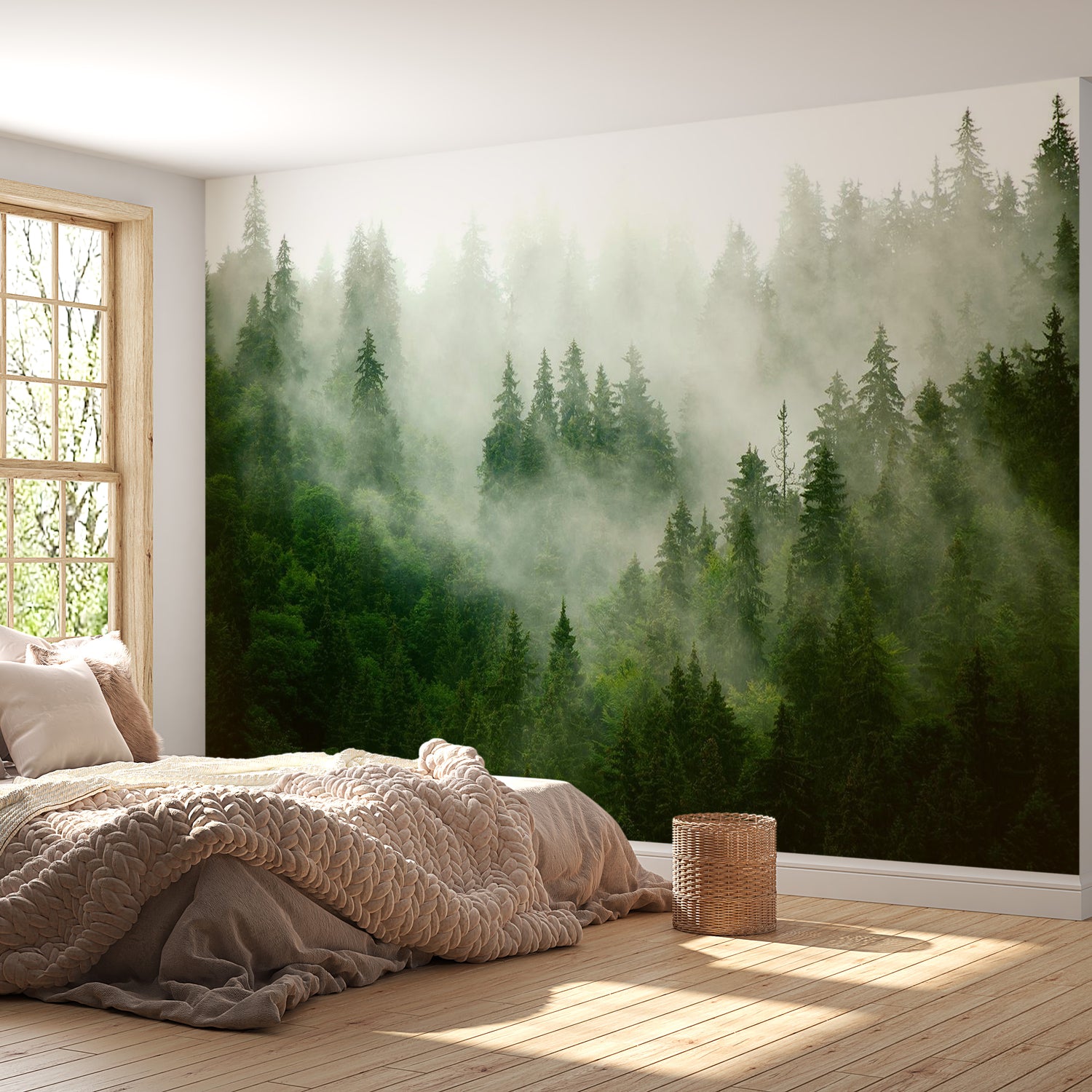 Peel & Stick Nature Wall Mural - Green Mountain Mist - Removable Wall Decals