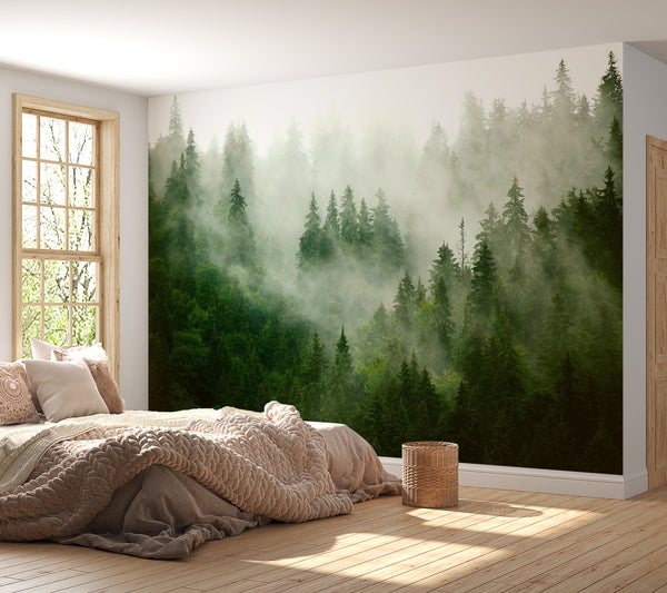 Peel & Stick Nature Wall Mural - Green Mountain Mist - Removable