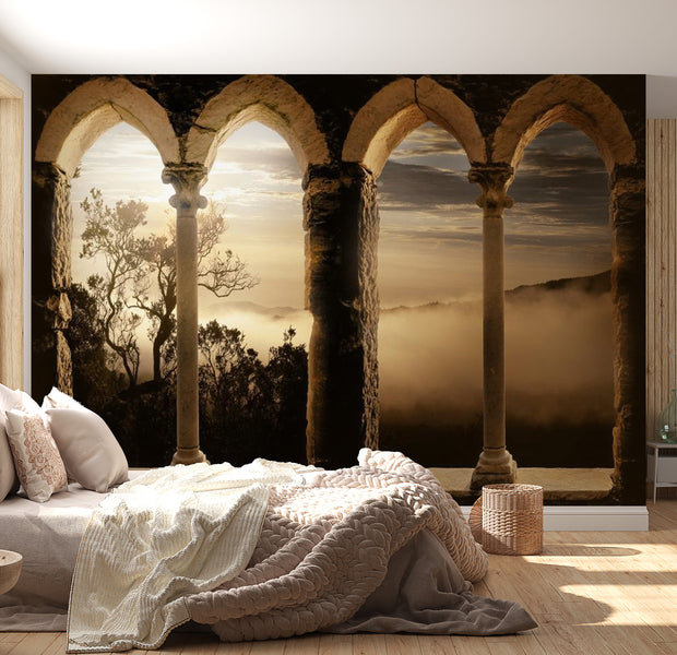 Peel & Stick Nature Wall Mural - Mountain Monastery - Removable Wall Decals