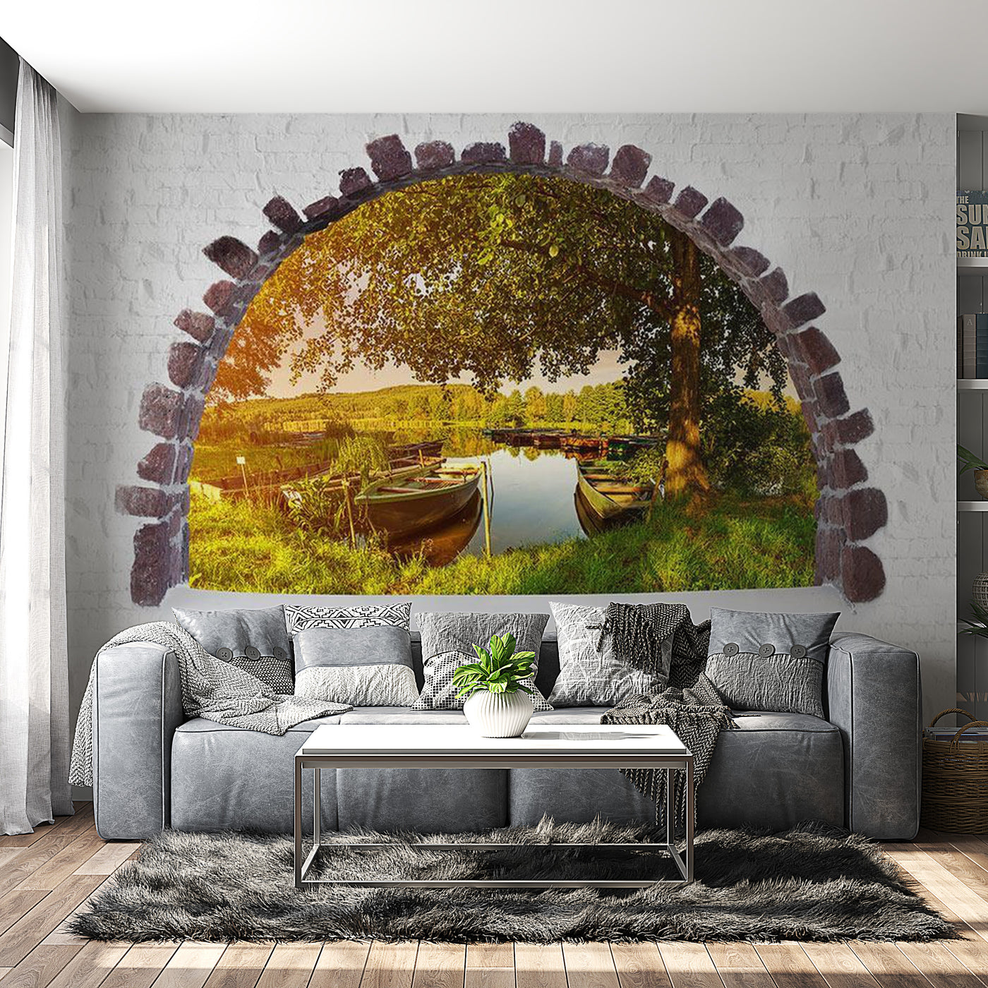Peel & Stick Nature Wall Mural - Summer Lake - Removable Wall Decals