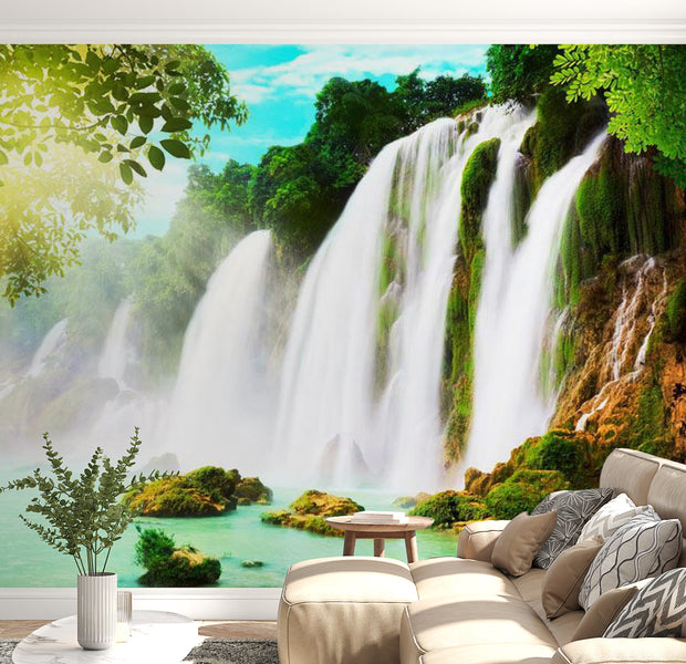 Peel & Stick Nature Wall Mural - The Beauty Of Nature: Waterfall - Removable Wall Decals