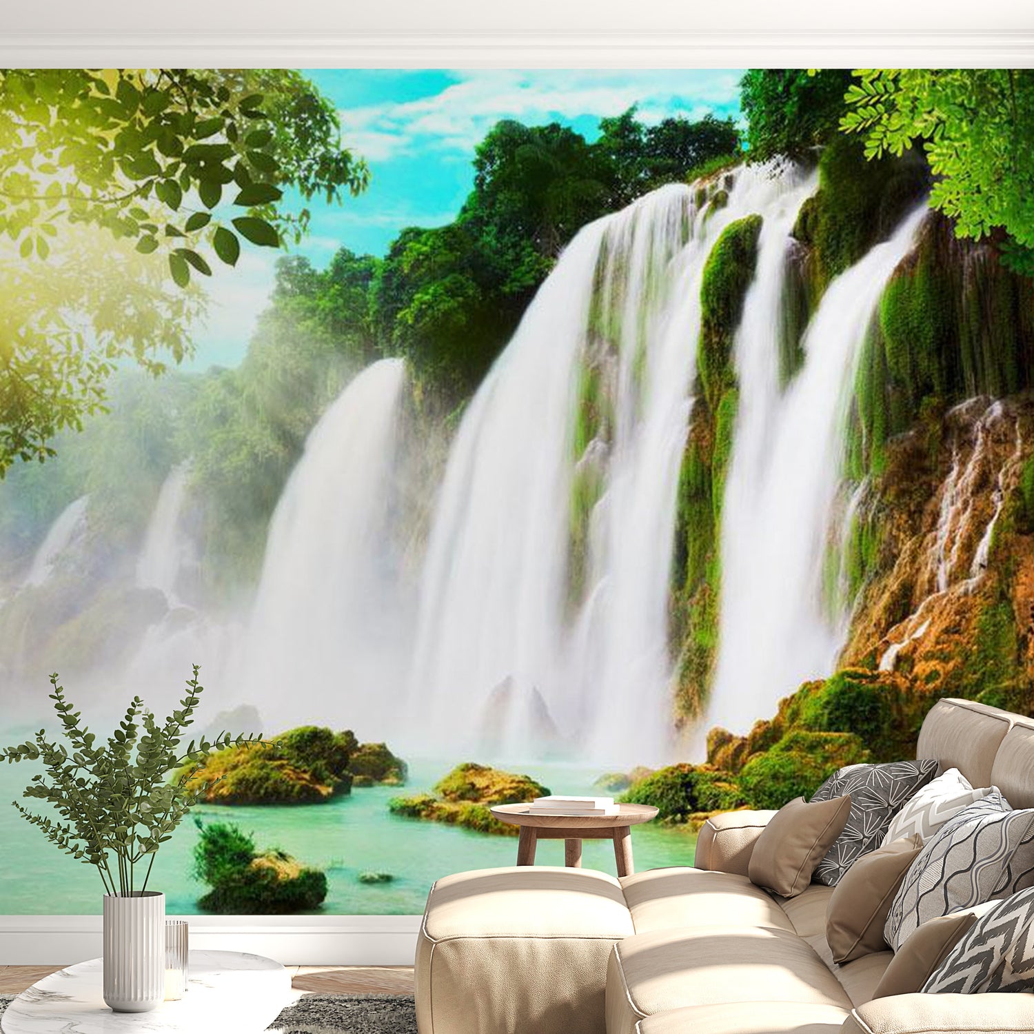 Peel & Stick Nature Wall Mural - The Beauty Of Nature: Waterfall - Removable Wall Decals
