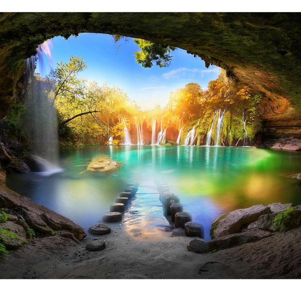 Peel & Stick Nature Wall Mural - Turquoise Lake - Removable Wall Decals