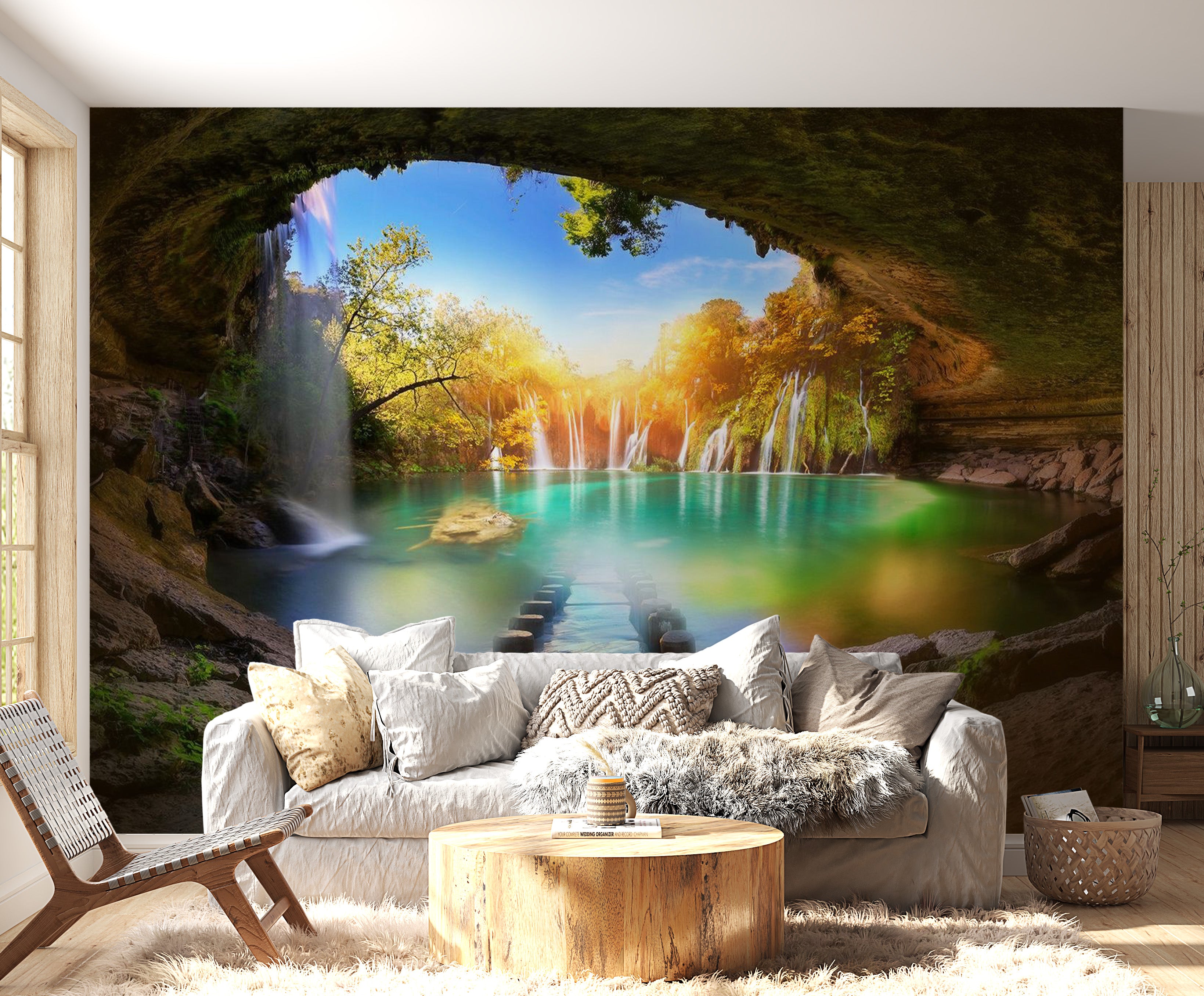 Peel & Stick Nature Wall Mural - Turquoise Lake - Removable Wall Decals