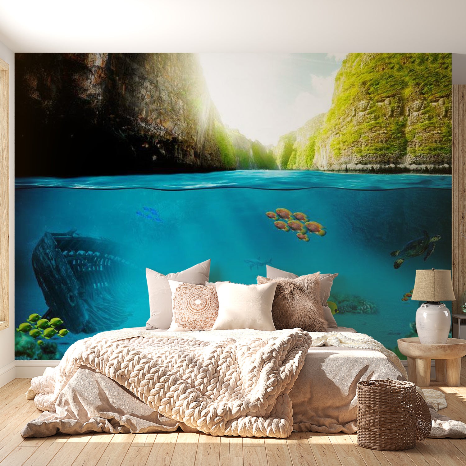 Peel & Stick Nature Wall Mural - Under The Waterline - Removable Wall Decals
