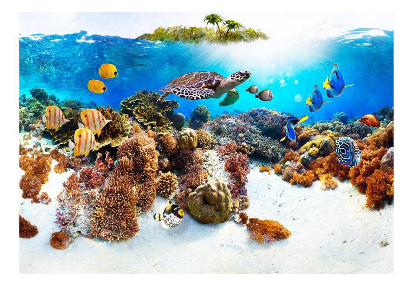 Peel & Stick Tropical Wall Mural - Ocean Turtle Reef - Removable Wall Decals