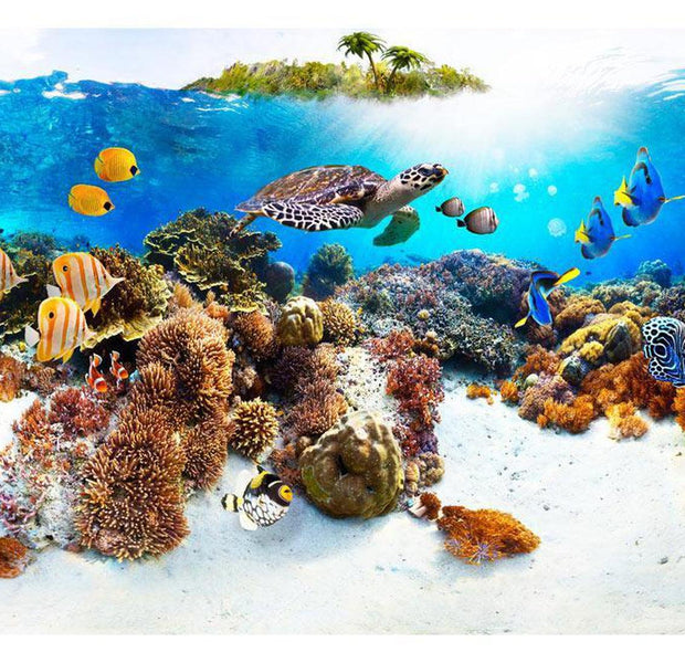 Peel & Stick Tropical Wall Mural - Ocean Turtle Reef - Removable Wall Decals