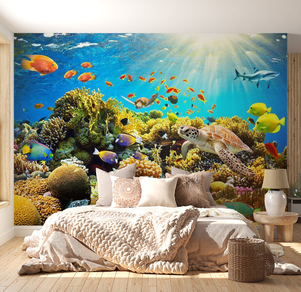 Peel & Stick Tropical Wall Mural - Underwater Land - Removable Wall Decals