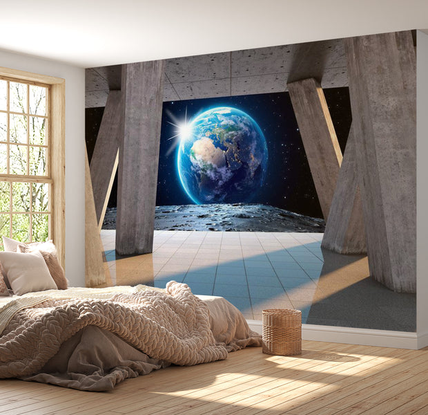 Peel & Stick Space 3D Wall Mural - Moon Walk - Removable Wall Decals