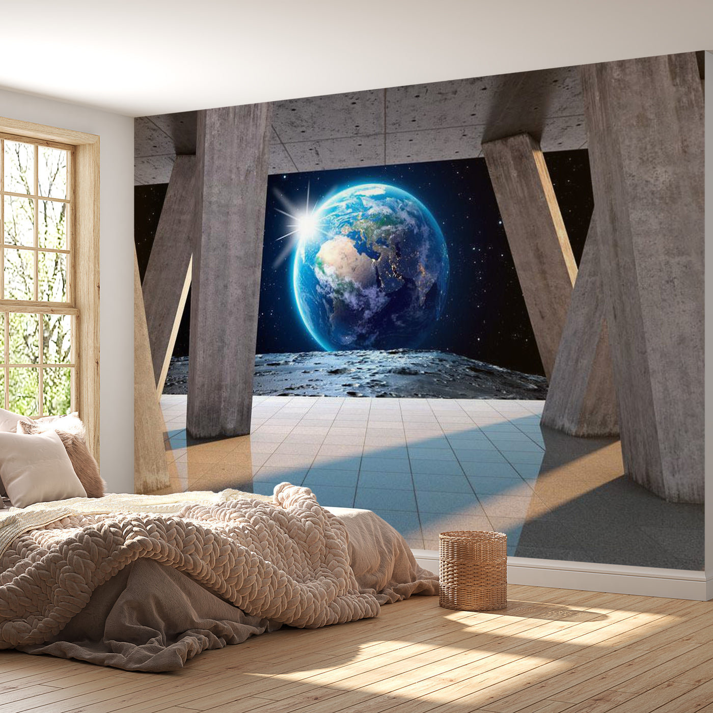 Peel & Stick Space 3D Wall Mural - Moon Walk - Removable Wall Decals