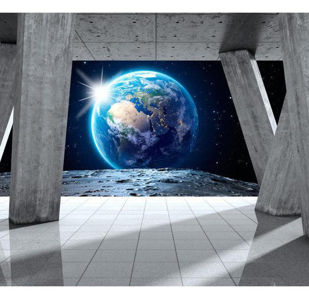 Peel & Stick Space 3D Wall Mural - View From The Moon - Removable Wall Decals