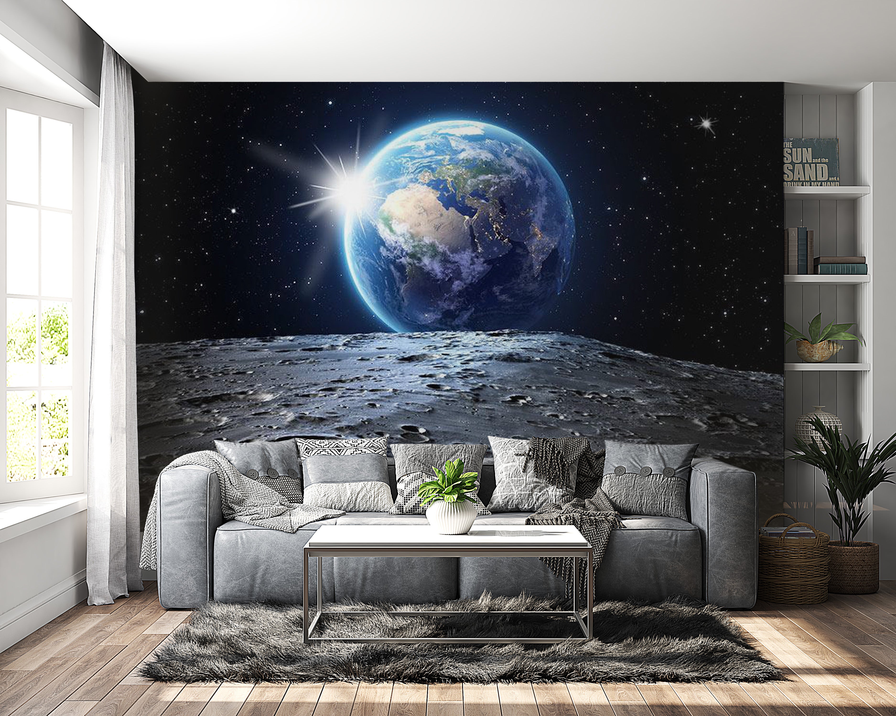 Peel & Stick Space Wall Mural - View Of The Blue Planet - Removable Wall Decals