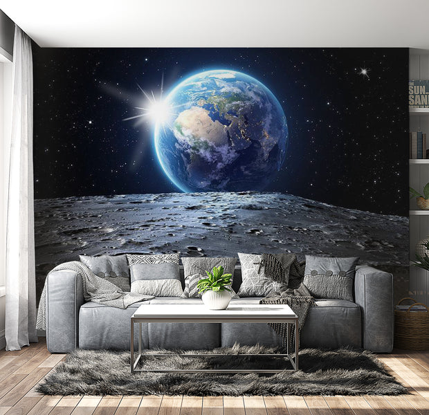 Peel & Stick Space Wall Mural - View Of The Blue Planet - Removable Wall Decals