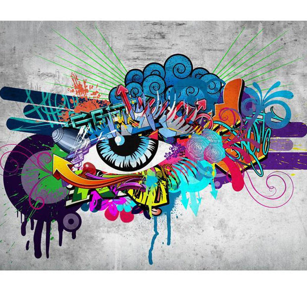 Peel & Stick Street Art Wall Mural - Graffiti Eye - Removable Wall Decals
