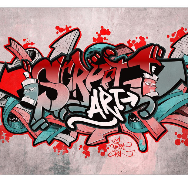 Peel & Stick Street Art Wall Mural - Red Blue Graffiti - Removable Wall Decals