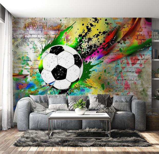 Peel & Stick Football Wall Mural - Football Street Art - Removable Wall Decals