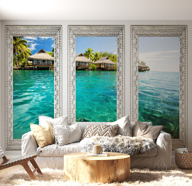 Peel & Stick Tropical Wall Mural - Lonely Island - Removable Wall Decals