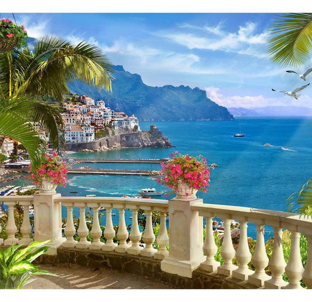 Peel & Stick Tropical Wall Mural - Mediterranean Paradise - Removable Wall Decals