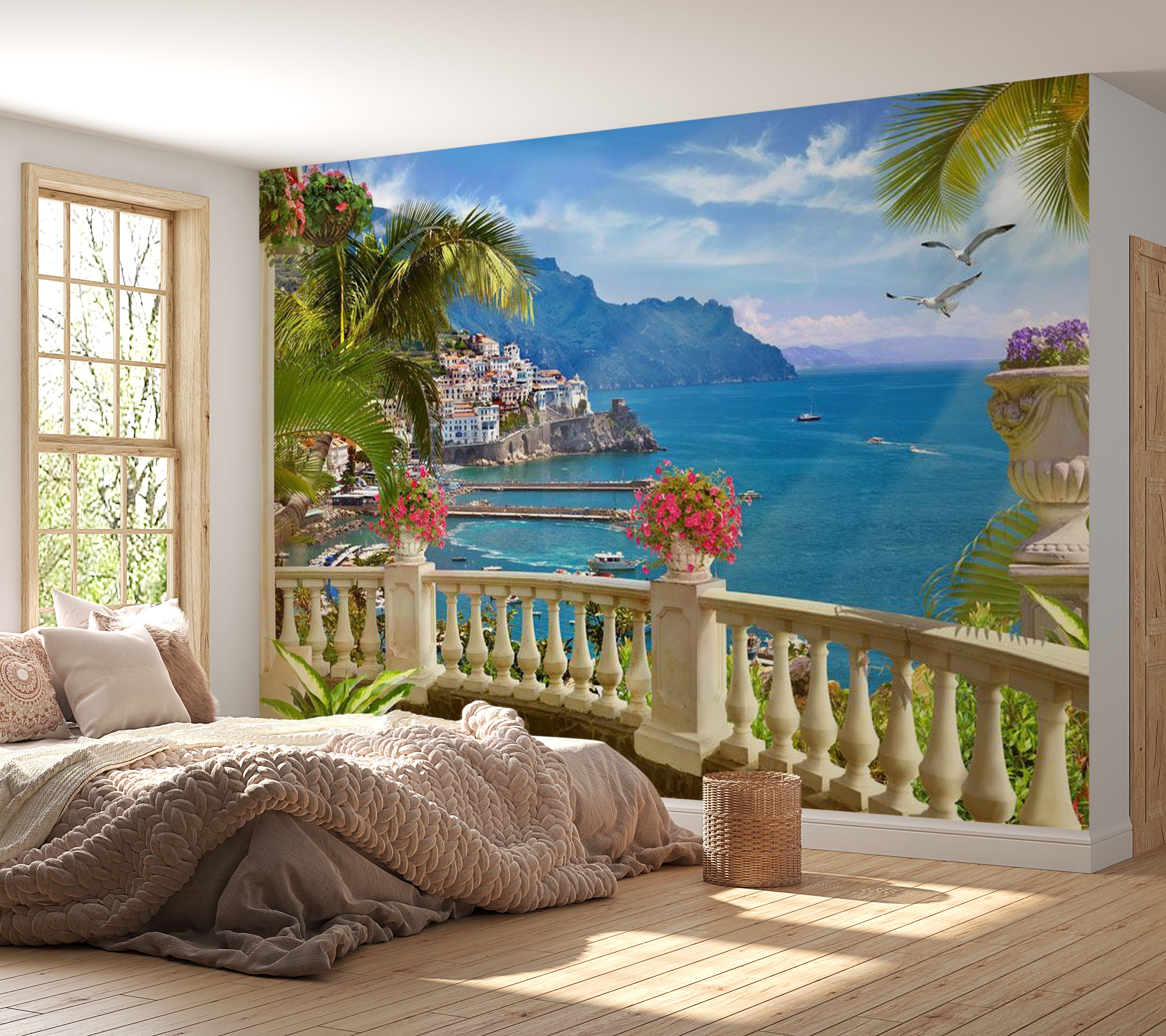 Peel & Stick Tropical Wall Mural - Mediterranean Paradise - Removable Wall Decals