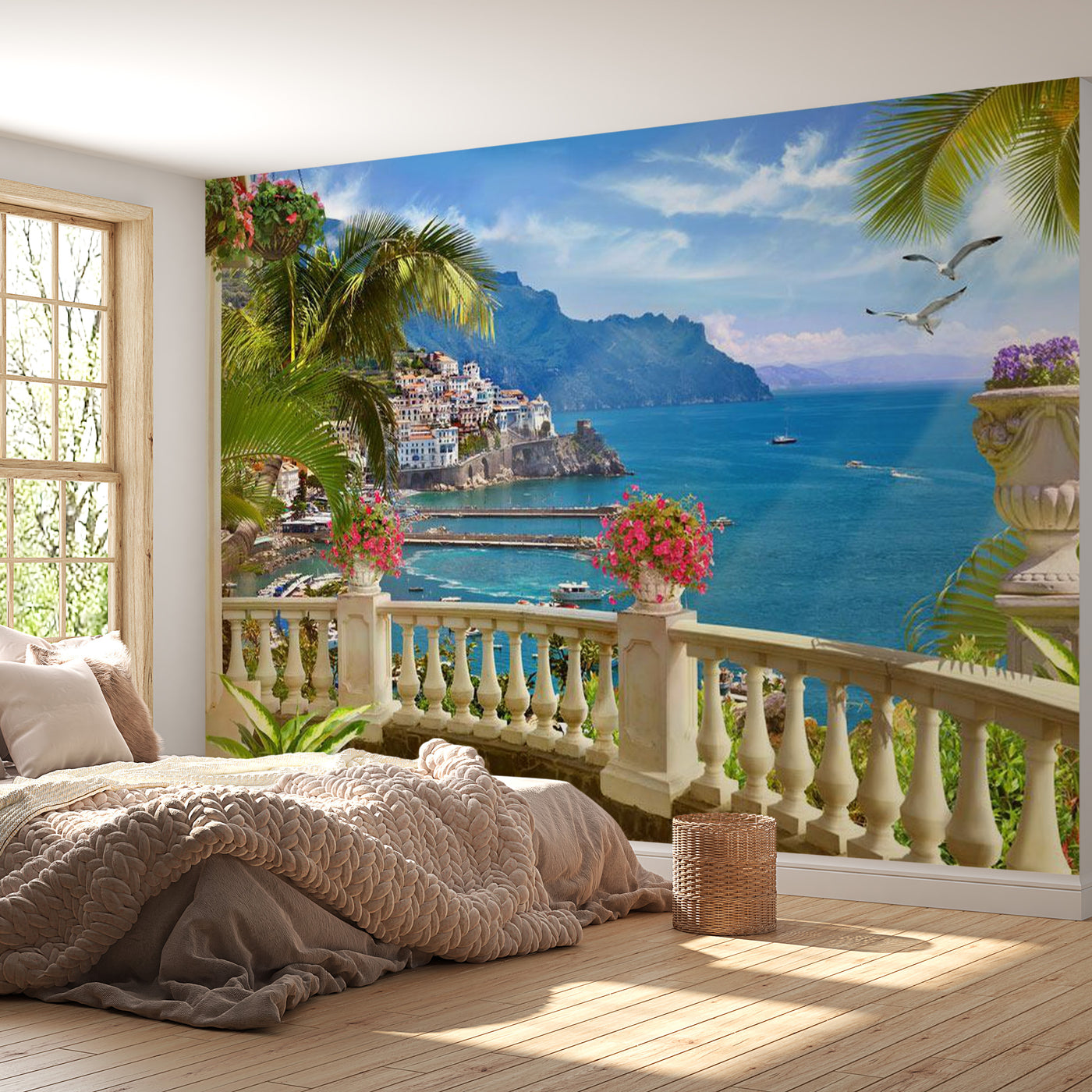 Peel & Stick Tropical Wall Mural - Mediterranean Paradise - Removable Wall Decals