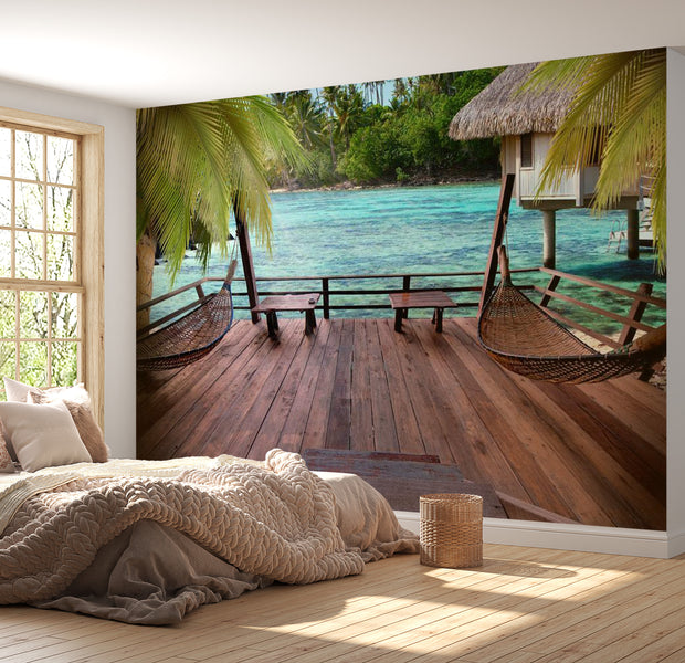 Peel & Stick Tropical Wall Mural - Summer Rest - Removable Wall Decals
