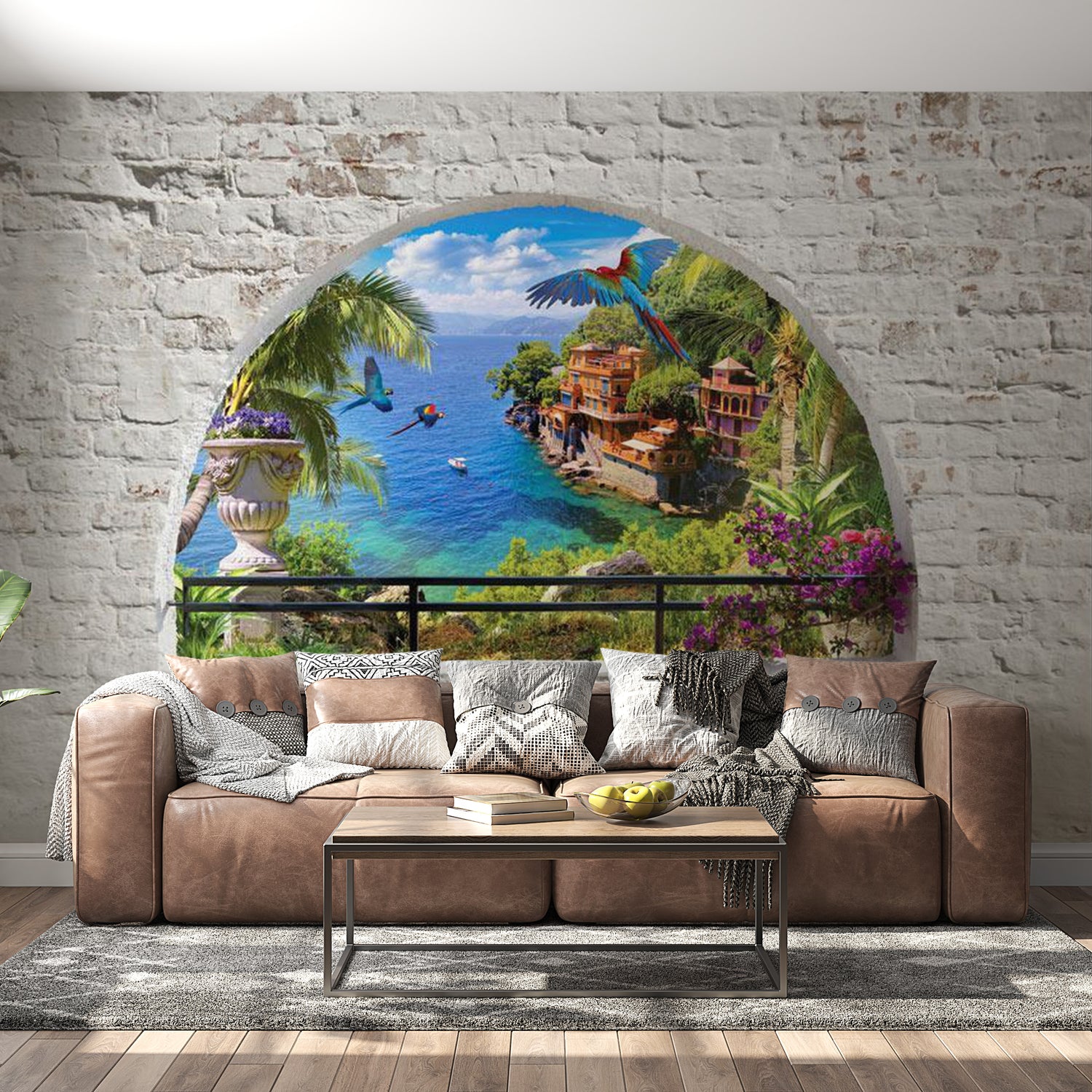 Peel & Stick Tropical Wall Mural - Window In Paradise - Removable Wall Decals