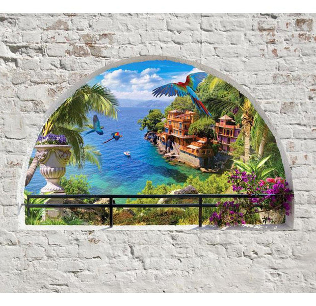 Peel & Stick Tropical Wall Mural - Window In Paradise - Removable Wall Decals